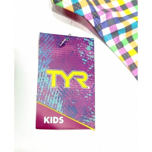 TYR DuraFast Lite Girls SUNSET PLAID Maxfit 1pc Swimsuit Dk Violet Pink Size 12 - Picture 7 of 15